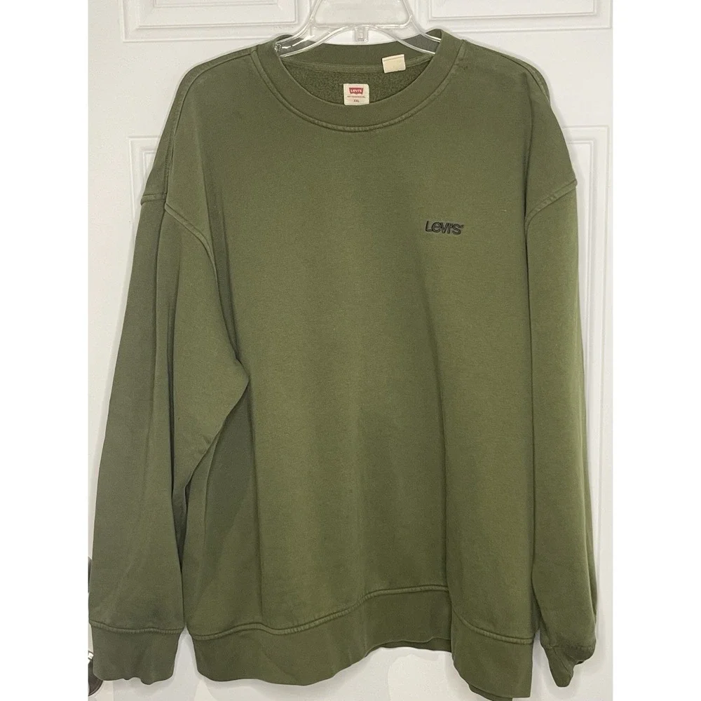 Levi's Crewneck Sweatshirt Men's 2XL XXL Olive Green Relaxed Fit Casual